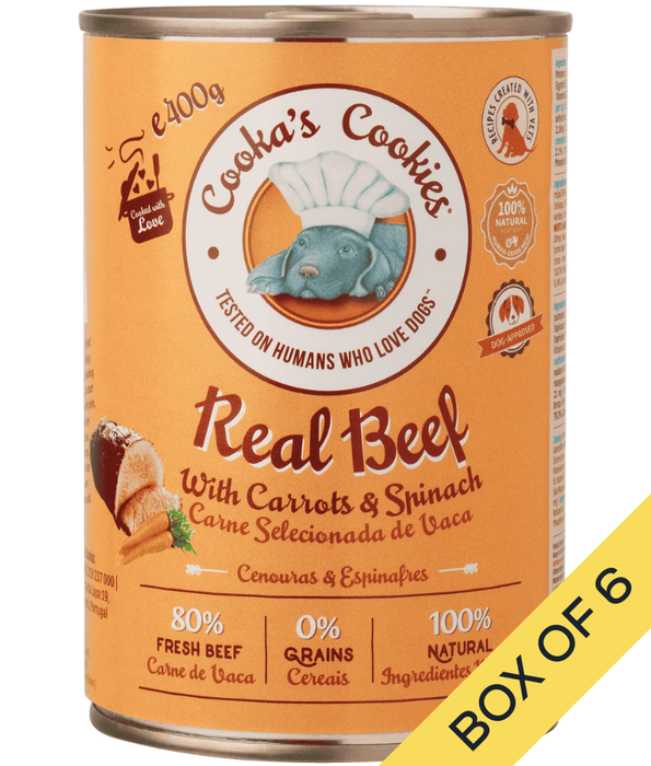 Cooka’s Cookies - Real Beef With Potatoes And Spinach, High Meat Wet Dog Food Recipe, Complete & Natural Nutrition, All Life Stages, All Breed Sizes - 400 g