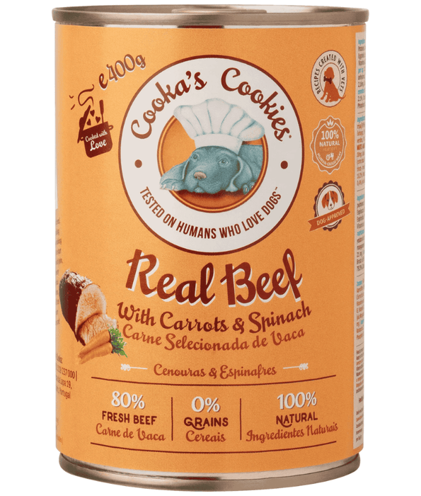 Cooka’s Cookies - Real Beef With Potatoes And Spinach, High Meat Wet Dog Food Recipe, Complete & Natural Nutrition, All Life Stages, All Breed Sizes - 400 g