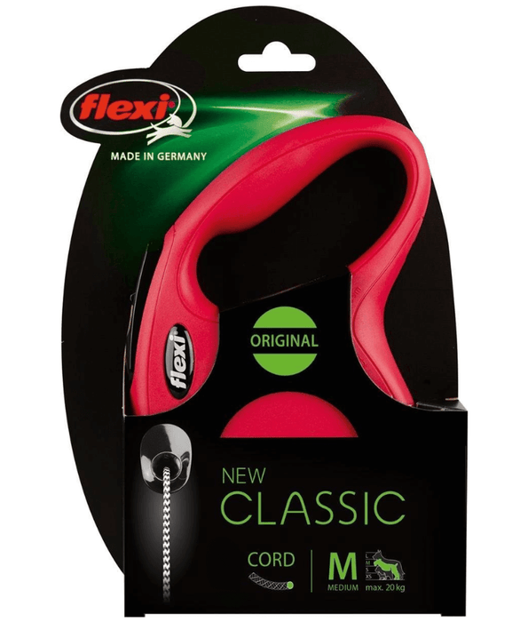 Flexi Classic Cord Dog Lead Retractable Leash 5m Red