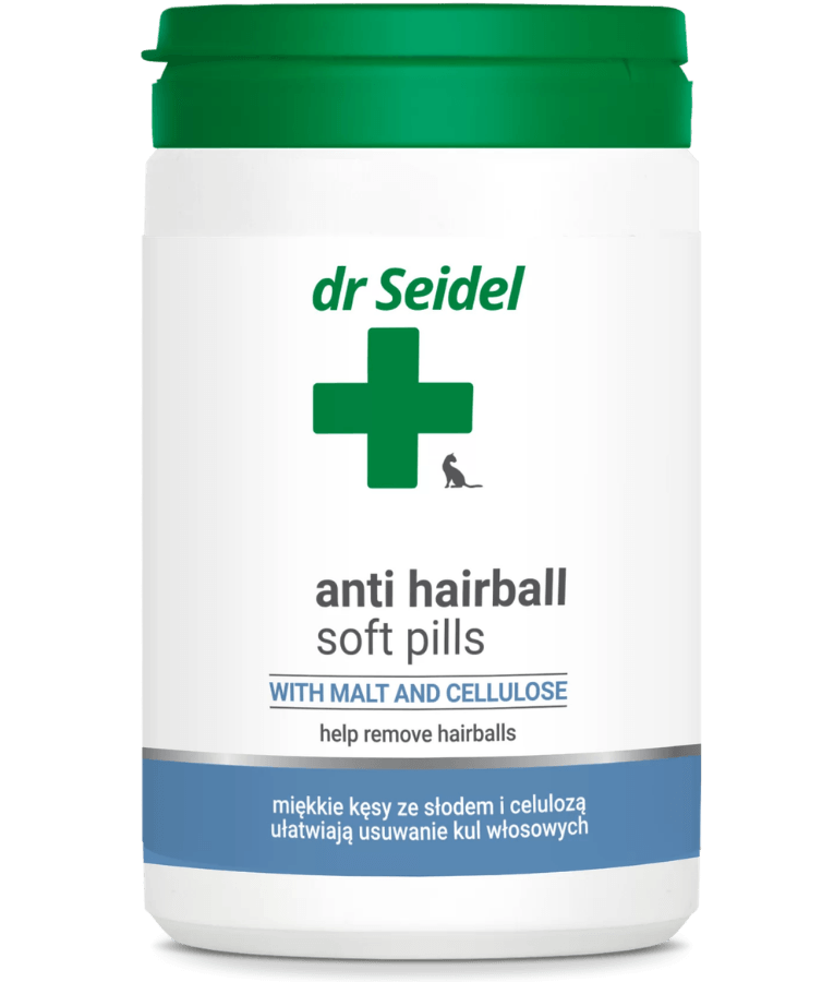 Dr. Seidel - Anti Hairball Soft Pills, Malt & Cellulose Daily Digestive Support Treats, With Fish Flavor, For Cats - 225 g
