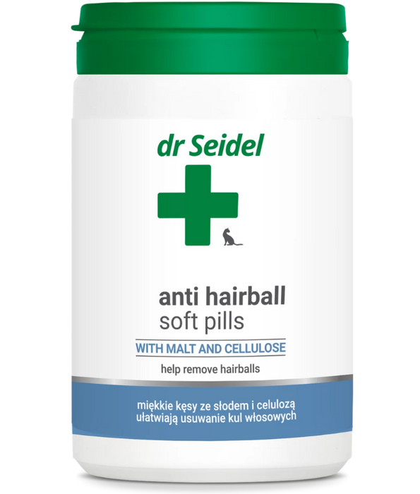 Dr Seidel - Anti Hairball Soft Pills, Malt & Cellulose, Hairball Control, Digestive Support for Cats - 225 g