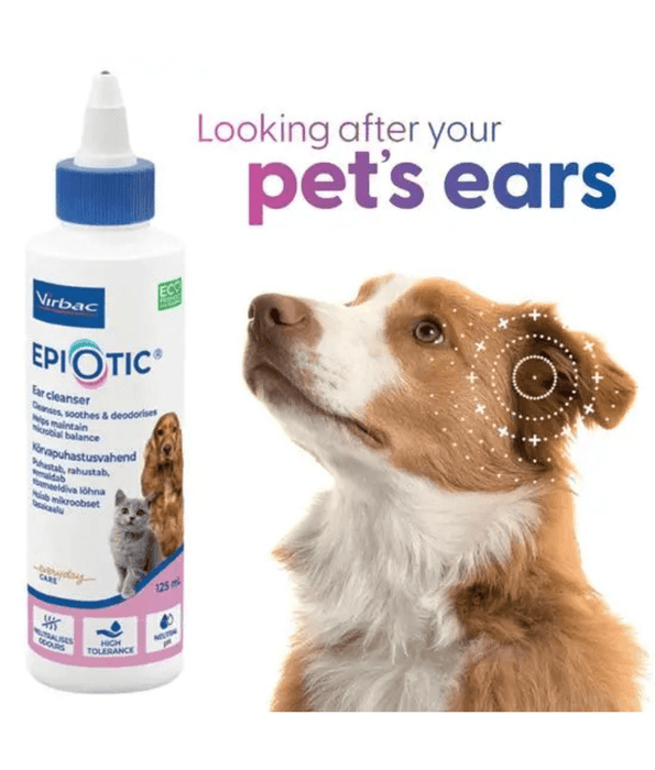 EpiOtic - Ear Cleaner, Antibacterial, pH Neutral, Cats & Dogs All Life Stages, Ear Hygiene & Wax Removal - 125 ml
