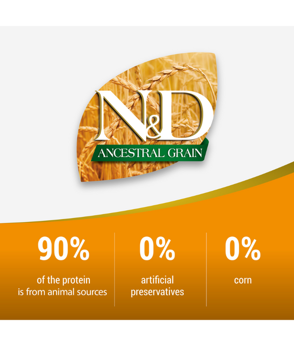 Farmina - N&D Ancestral Grain, Chicken and Pomegranate Adult Dry Dog Food For Medium & Maxi Breeds 12kg