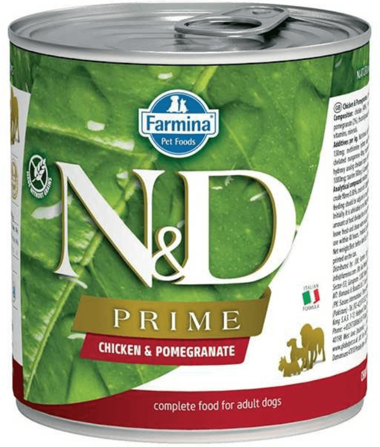 Farmina - N&D Chicken & Pomegranate, Grain-Free, High Animal Protein, Low Glycemic, Adult All Breed Sizes Wet Dog Food - 285 g