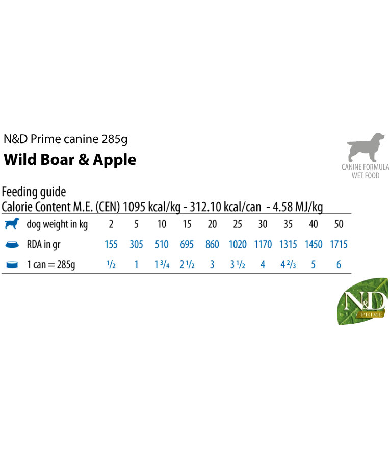 Farmina - N&D Wild Boar & Apple, Grain-Free, High Animal Protein, Low Glycemic, Adult All Breeds, Wet Dog Food - 285 g