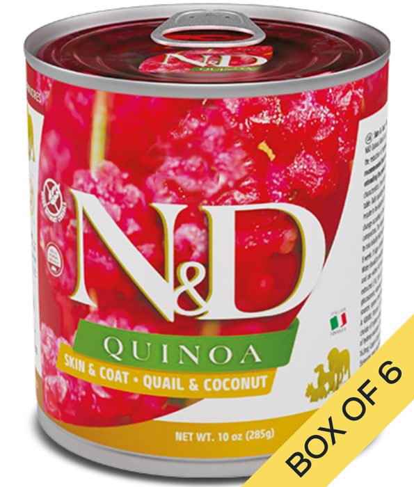 Farmina - N&D Quinoa ,Skin & Coat Quail & Coconut, Limited Ingredient, Omega Rich, Adult All Breed Sizes Wet Dog Food - 285 g