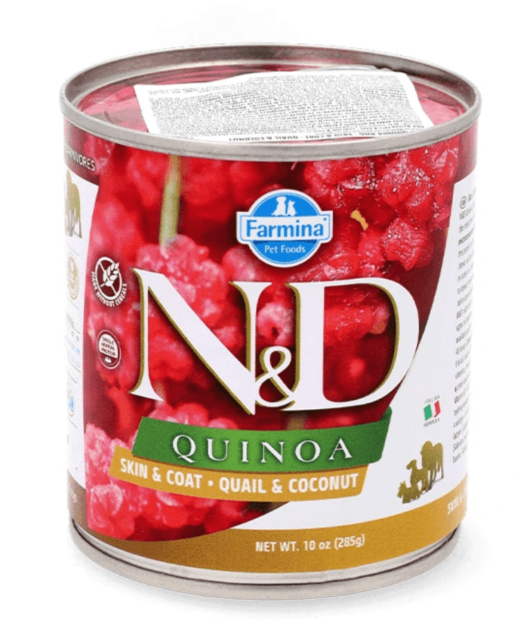 Farmina - N&D Quinoa ,Skin & Coat Quail & Coconut, Limited Ingredient, Omega Rich, Adult All Breed Sizes Wet Dog Food - 285 g