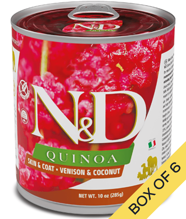 Farmina - N&D Quinoa Skin & Coat Venison & Coconut, Limited Ingredient, Omega Rich, Adult All Breed Sizes Wet Dog Food - 285 g