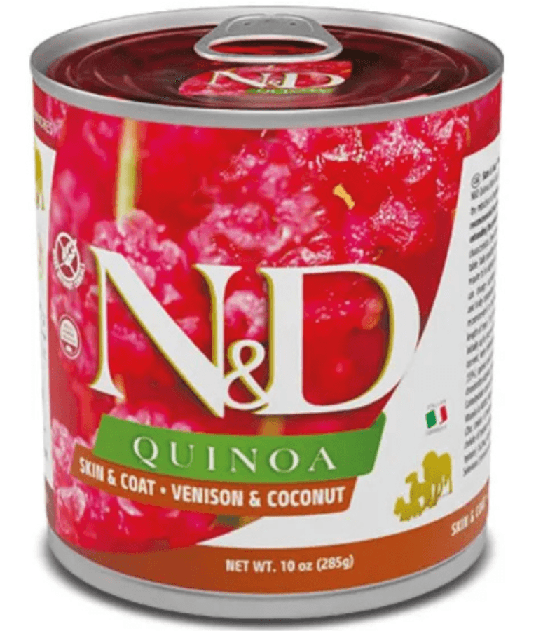 Farmina - N&D Quinoa Skin & Coat Venison & Coconut, Limited Ingredient, Omega Rich, Adult All Breed Sizes Wet Dog Food - 285 g