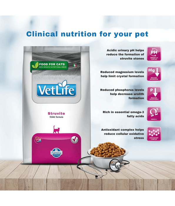 Farmina - Vet Life Struvite Feline, Urinary Support, Chicken & Fish, Low Magnesium, Adult Dry Cat Food - 2 kg