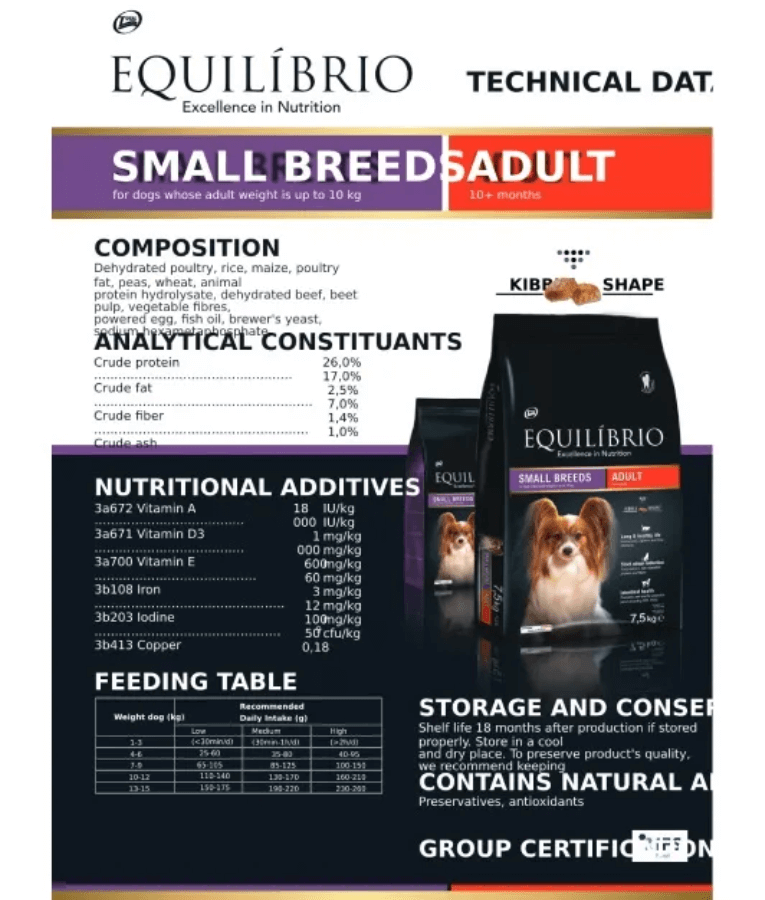 Equilibrio - Small Breed Adult With Poultry 2kg-7.5kg