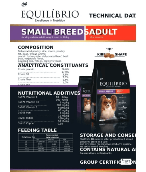 Equilibrio - Small Breed Adult With Poultry 2kg-7.5kg