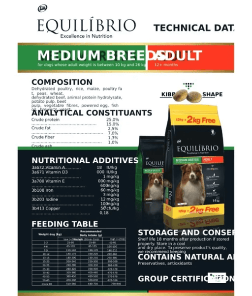 Equilibrio - Medium Breed Adult 2kg-12kg