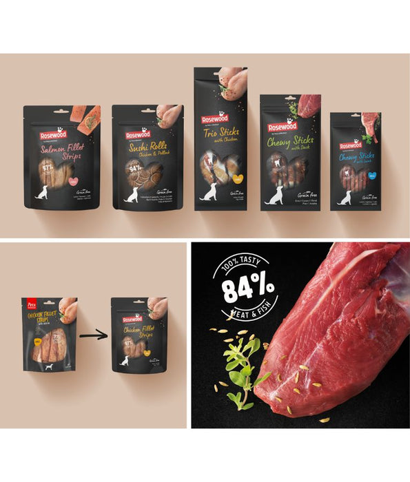 Pets Unlimited - Rosewood Marbled Slices With Duck for Adult Dogs - Grain Free 100 g