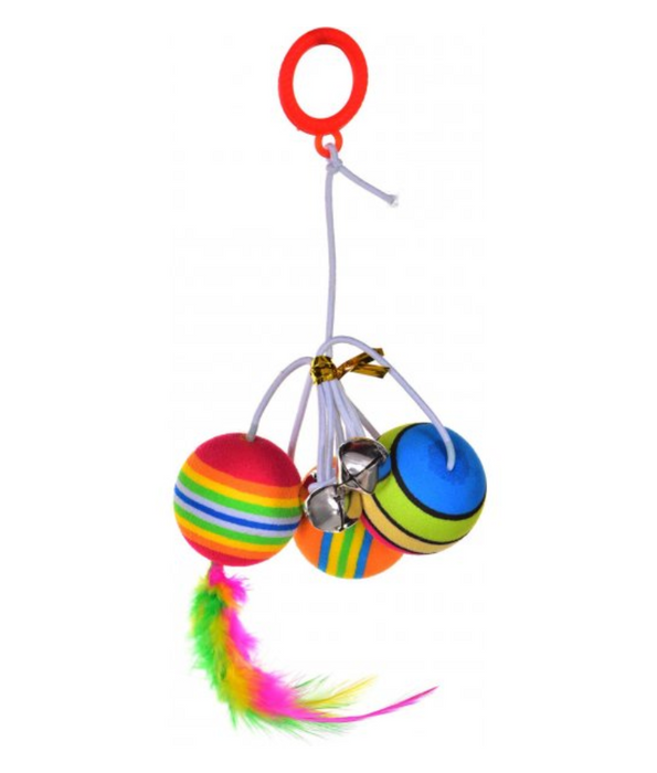Trixie -   Foam Rainbow Balls on Elastic Band - 80 x 3.5 Cm
