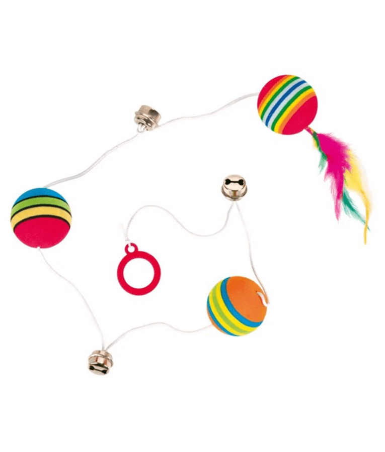 Trixie - Foam Rainbow Balls on Elastic Band - 80 x 3.5 Cm
