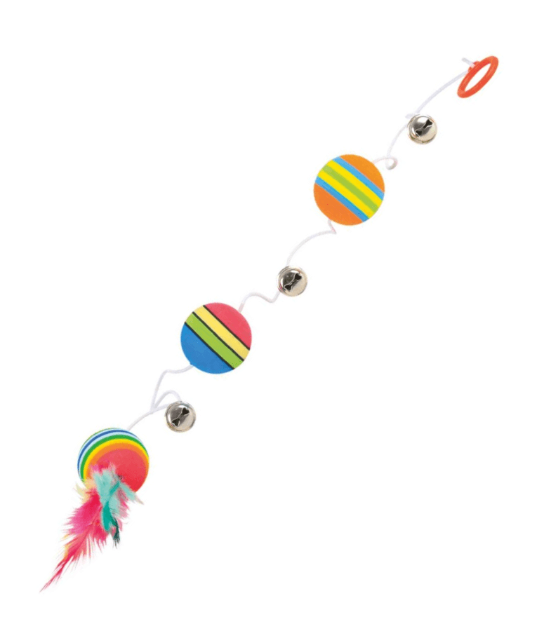 Trixie - Foam Rainbow Balls on Elastic Band - 80 x 3.5 Cm
