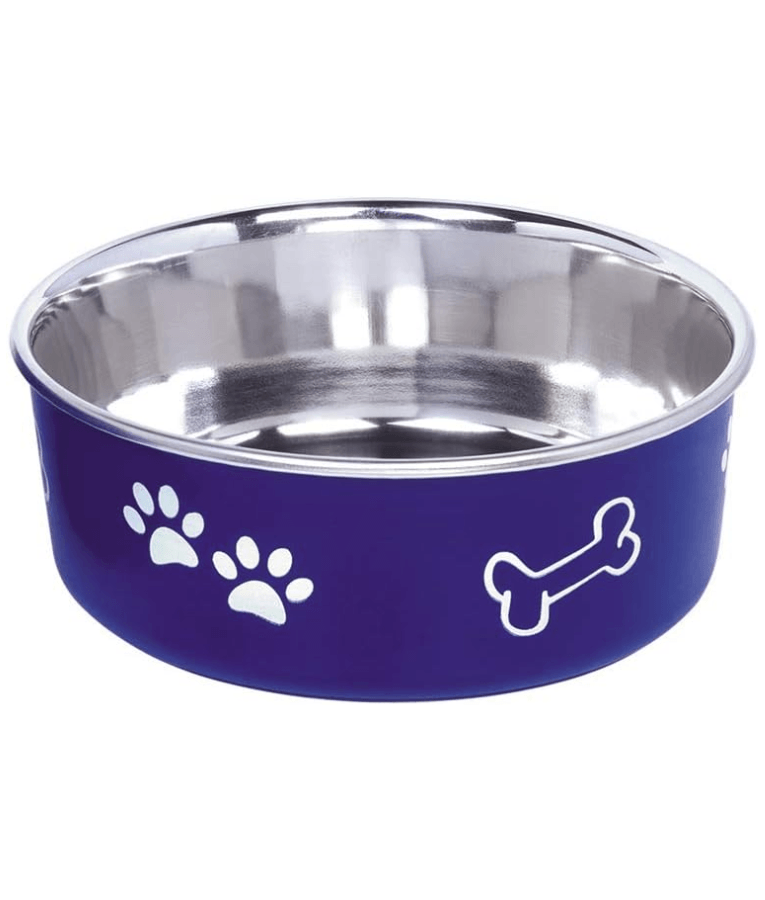 Nobby - Fusion Blue Stainless Steel Dog Bowl, Non-Slip Rubber Base, Dishwasher Safe, Durable Feeding Bowl, Medium Size - 16 cm 0.94 L - 20 cm 1.8 L