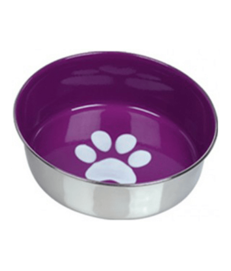 Nobby - Heavy Paw Purple Stainless Steel Dog Bowl, Non-Slip Base, Heavy Duty Design, Stable Feeding - 20.5 cm 1.8 L - 24 cm 2.7 L