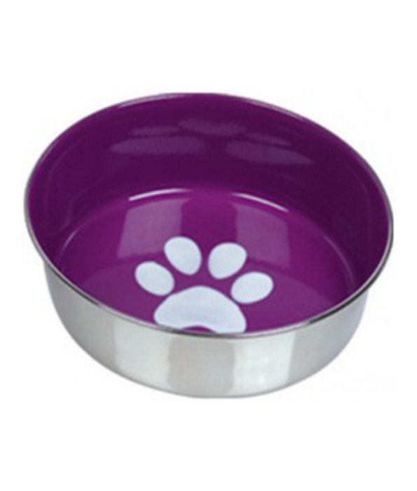 Nobby - Heavy Paw Purple Stainless Steel Dog Bowl, Non-Slip Base, Heavy Duty Design, Stable Feeding - 20.5 cm 1.8 L - 24 cm 2.7 L