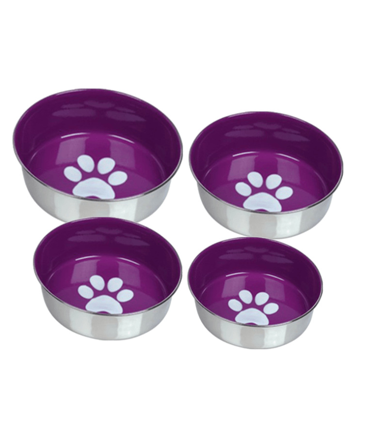 Nobby - Heavy Paw Purple Stainless Steel Dog Bowl, Non-Slip Base, Heavy Duty Design, Stable Feeding - 20.5 cm 1.8 L - 24 cm 2.7 L