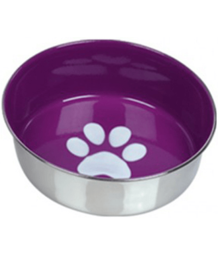 Nobby - Heavy Paw Purple Stainless Steel Dog Bowl, Non-Slip Base, Heavy Duty Design, Stable Feeding - 20.5 cm 1.8 L - 24 cm 2.7 L
