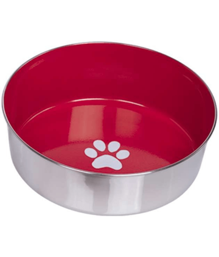 Nobby - Heavy Paw Red Stainless Steel Dog Bowl, Non-Slip Base, Heavy Duty Design, Stable Feeding - 24 cm 2.7 Liter