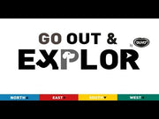 GO OUT & EXPLORE by DUVO logo features directional icons for North, East, South, and West.