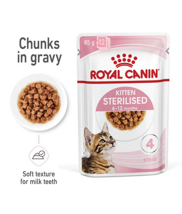 Royal Canin - Sterilised Kitten in Gravy, Growth & Weight Control - 85g