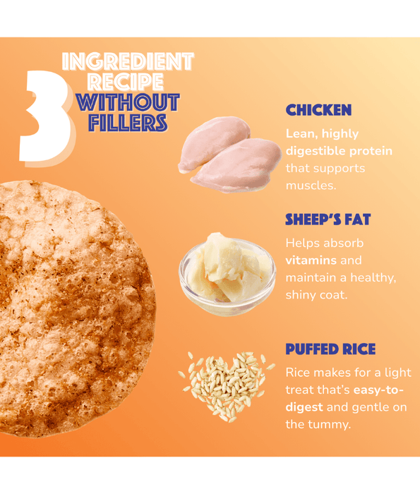 Smoofl - Dog Chips Chicken, Rice-Based Low Calorie Treat, Mono Protein, Easy to Digest, Adult, All Breed Sizes - 50 g