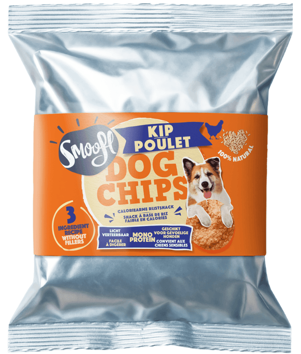 Smoofl - Dog Chips Chicken, Rice-Based Low Calorie Treat, Mono Protein, Easy to Digest, Adult, All Breed Sizes - 50 g