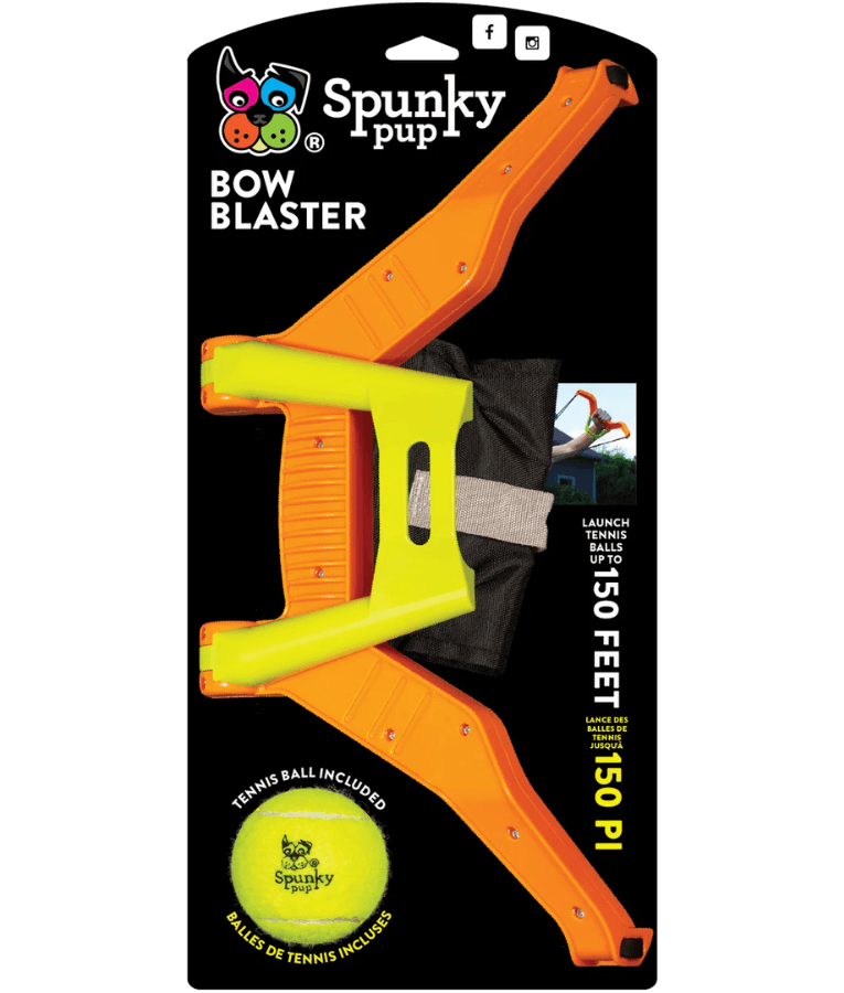 Spunky Pup - Bow Blaster Ball Launcher, Long Distance Fetch Toy, Ball Included