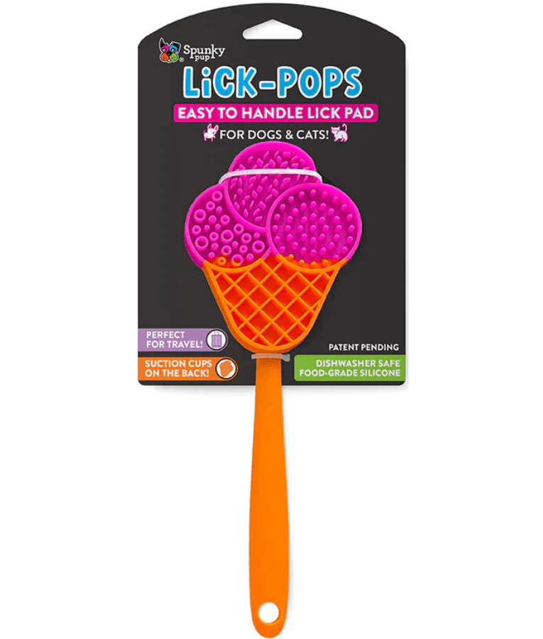 Spunky Pup - Cone Lick Pops, Food-Grade Silicone Licking Mat with Handle for Dogs & Cats