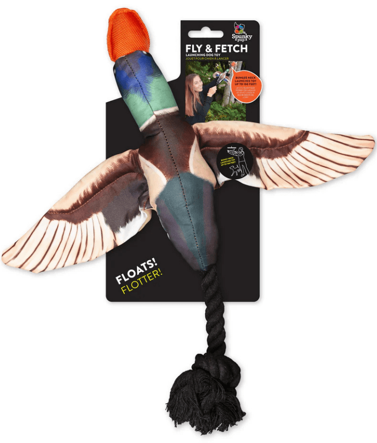 Spunky Pup - Fly & Fetch Duck, Floating Launching Squeaky Dog Toy - 40 cm