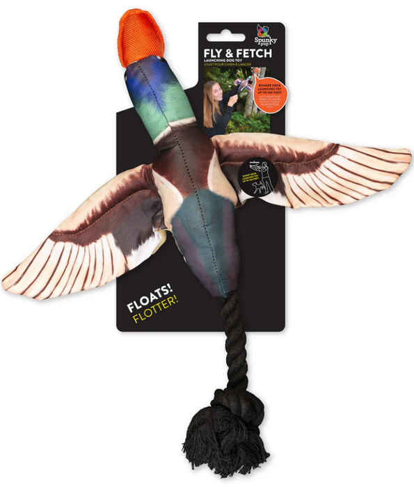 Spunky Pup - Fly & Fetch Duck, Floating Launching Squeaky Dog Toy