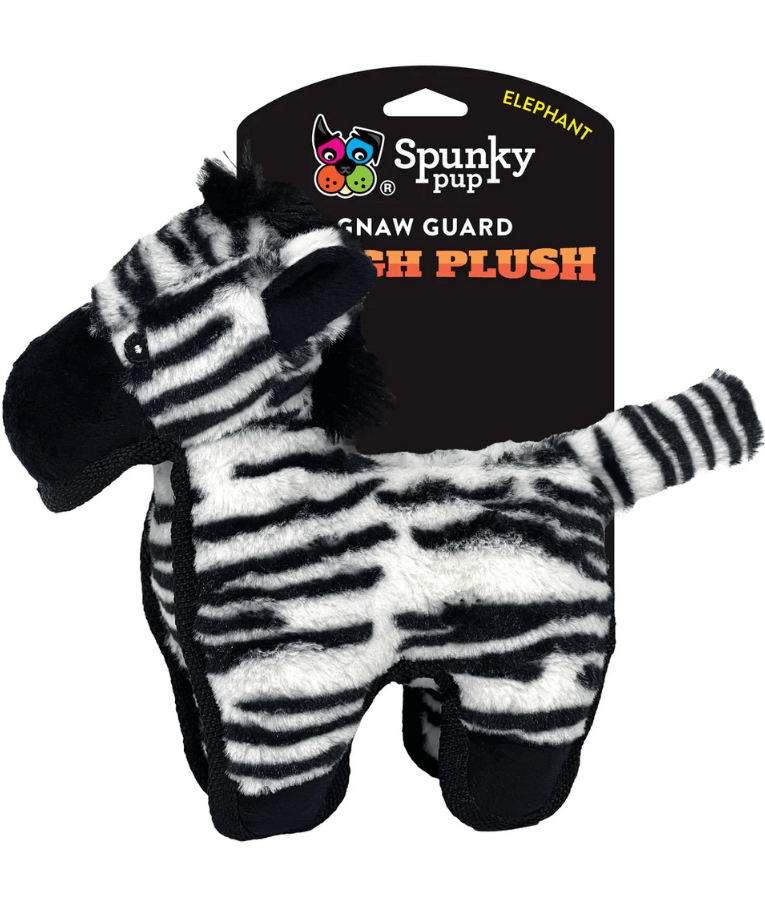 Spunky Pup - Tough Plush Zebra Toy, Triple Stitch Durable Squeaky