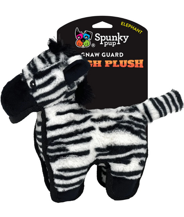 Spunky Pup - Tough Plush Zebra Toy, Triple Stitch Durable Squeaky