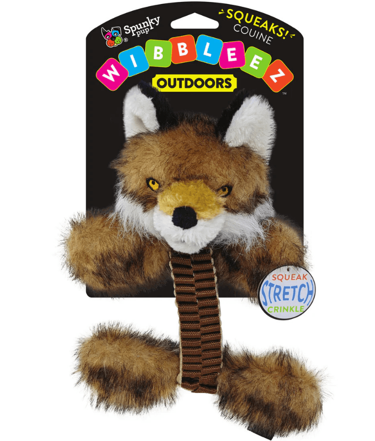 Spunky Pup - Wibbleez Outdoors Fox, Stretch & Squeak Plush Dog Toy