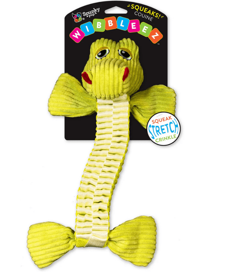 Spunky Pup - Wibbleez Straight Gator, Stretch & Squeak Plush Dog Toy