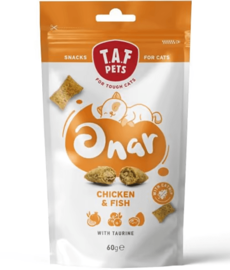 TAF Pets - ONAR Cat Snacks Chicken & Fish, Taurine, Pomegranate & Cranberry, All Life Stages - 60 g