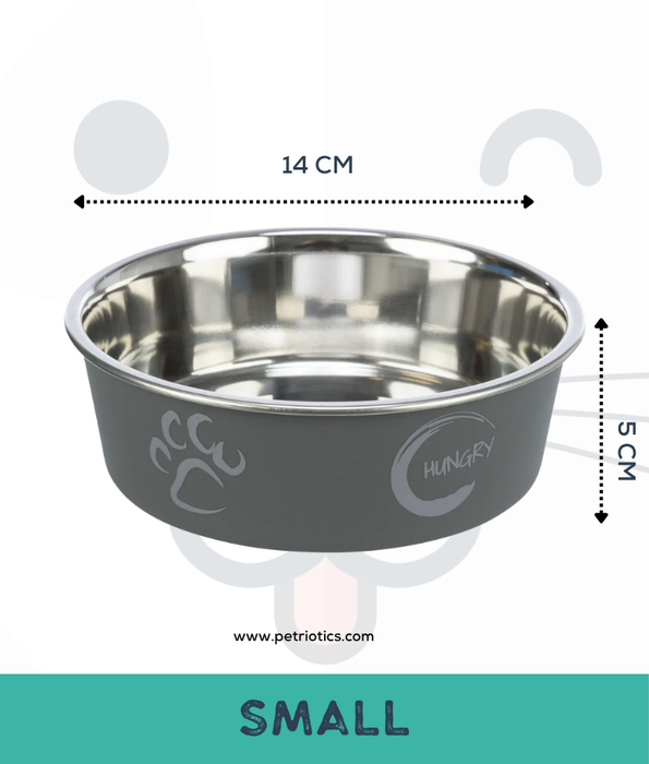Trixie - Stainless Steel Bowl, Grey, plastic coating, rubber base, non-slip - XSmall, Small, Medium