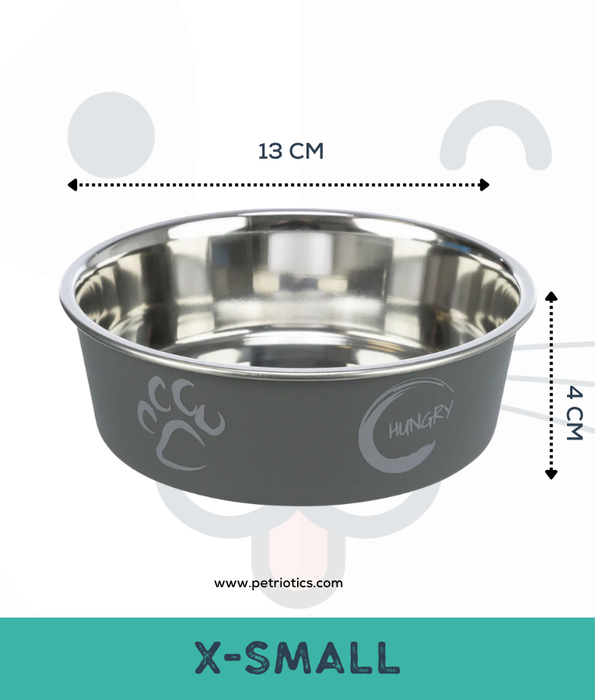 Trixie - Stainless Steel Bowl, Grey, plastic coating, rubber base, non-slip - XSmall, Small, Medium