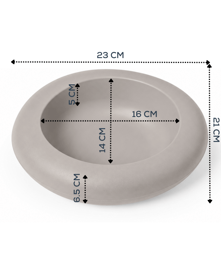 Imac - Ciottoli Pet Bowl, Light Grey Organic Shape with Non-Slip Rubber Feet, 0.6L Food & Water Bowl for Cats & Dogs - 23x21x6.5cm