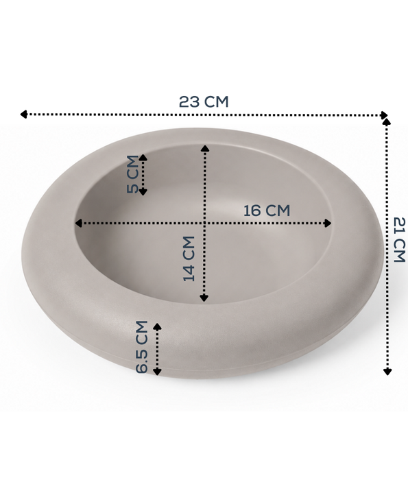 Imac - Ciottoli Pet Bowl, Light Grey Organic Shape with Non-Slip Rubber Feet, 0.6L Food & Water Bowl for Cats & Dogs - 23x21x6.5cm