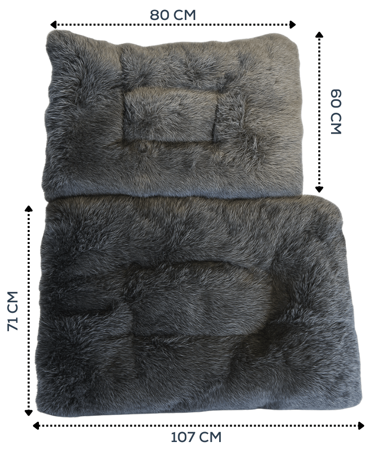 Cuddlove - Crate Mattress for Dogs, Plush Dark Grey Faux Fur, Washable - S,M,L