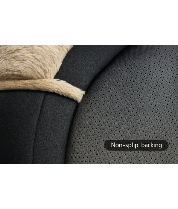 Tall Tails - Plush Round Dog Bed, Beige Faux Fur with Dark Navy Base, Washable, Bolstered Comfort - 91 cm