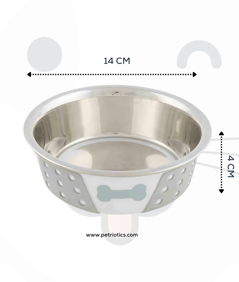 Trixie - Stainless Steel Bowl, For Cats And Mini Dogs, With Silicone - 0.4 Litre, White/Grey