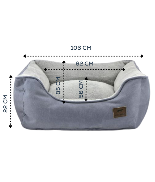 Tall Tails - Dream Chaser Charcoal Bolster Dog Bed, Reversible Fleece, Machine Washable, Eco-Fill - 106×85×22 cm