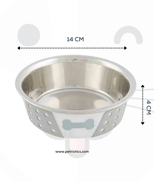Trixie - Stainless Steel Bowl, For Cats And Mini Dogs, With Silicone - 0.4 Litre, White/Grey