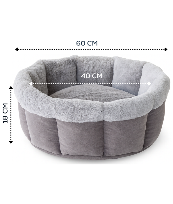 PawComfort – Plush Round Dog & Cat Bed, Faux Fur, Ultra Soft, Cozy Bolster Support – 60 cm